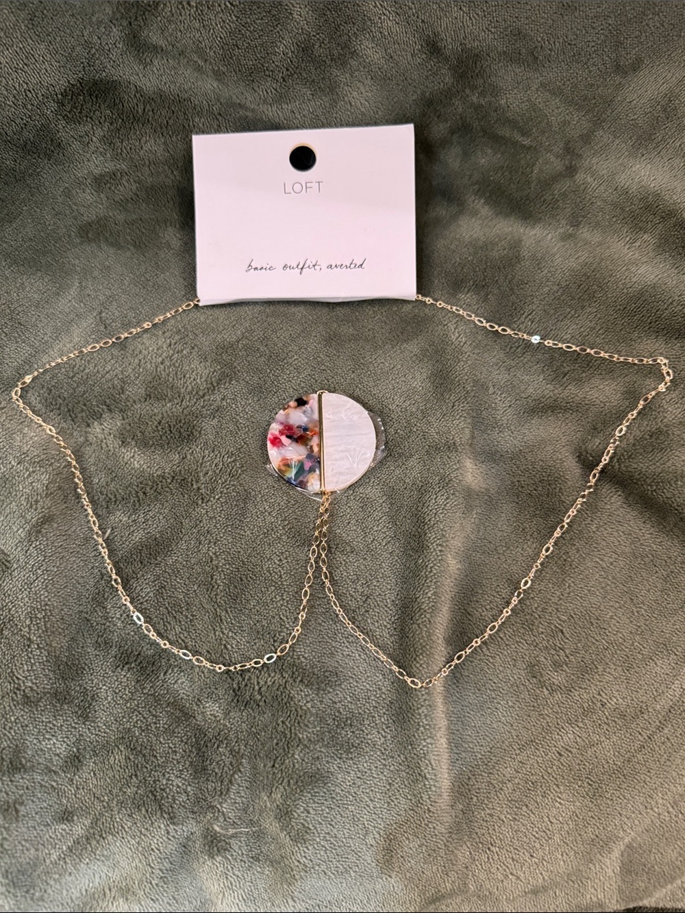 LOFT Gold Multicolor Floral Half-Disc Layered Necklace